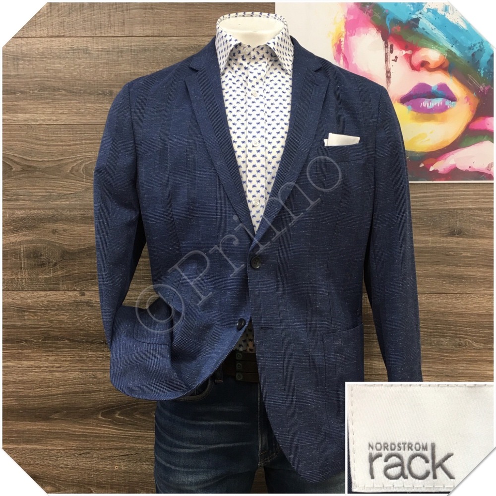 NORDSTROM Mens Blazer Sport Coat Casual Jacket Size 2XL (48R) Classic Blue Suit